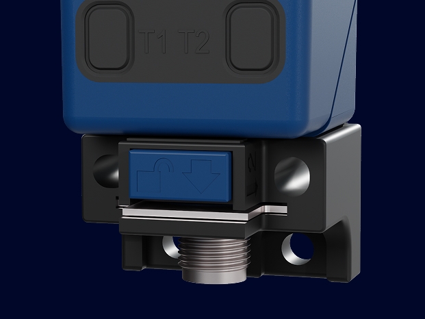 cube Ultraschallsensor Bild untere hälfte des cube Ultraschallsensors mit QuickLock-Montagehalterung